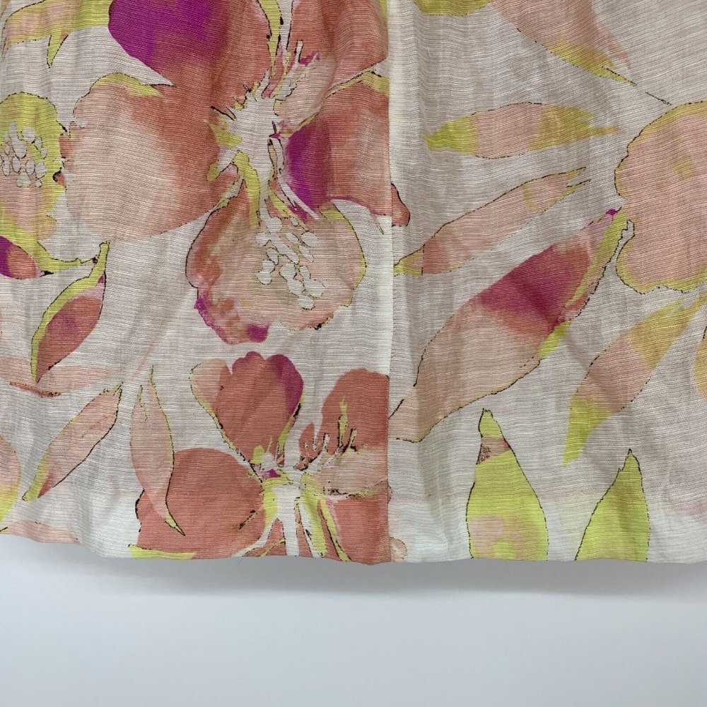 LOFT Skirt Floral Print Linen Blend A Line Mini Lined - Picture 9 of 10